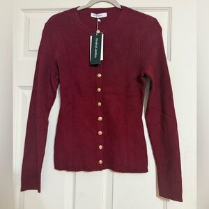 Burgundy Button Down Ribbed sweater
